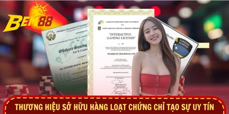 Thương hiệu sở hữu hàng loạt chứng chỉ tạo sự uy tín